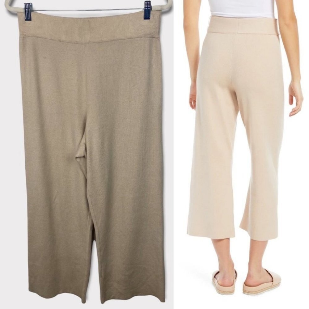 WAYF Tan Beige Crop Casual Pants Size Medium Fulton Nordstrom Stretch Loungewear